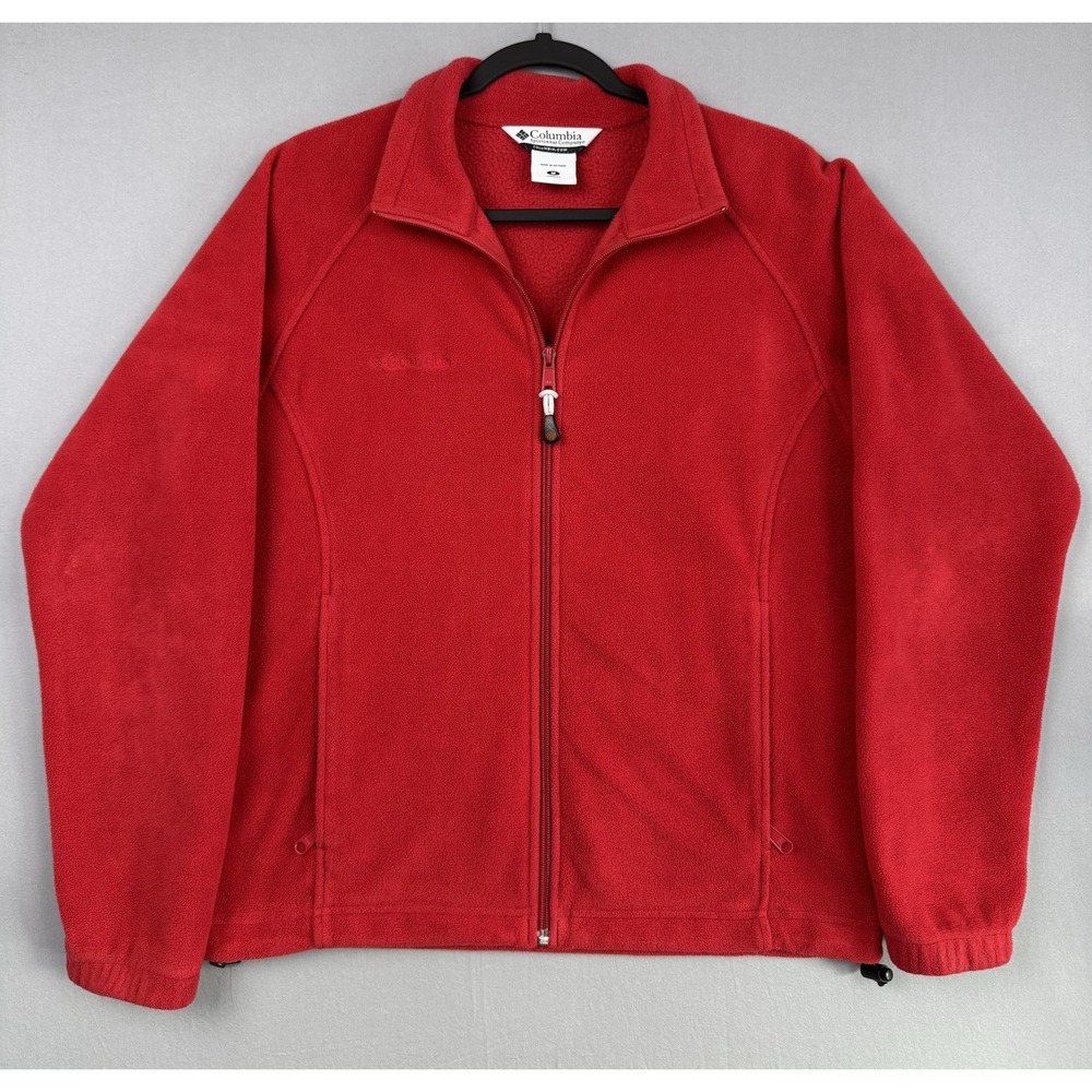 Columbia Red Fleece Jacket Womens Medium M Full Zip 3‎ In 1 Liner Hiking Fishing
